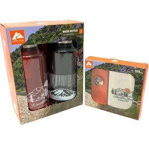 Ozark Trail Water Bottles 2pack 32oz each and 1 Flask with Funnel Great for Gift